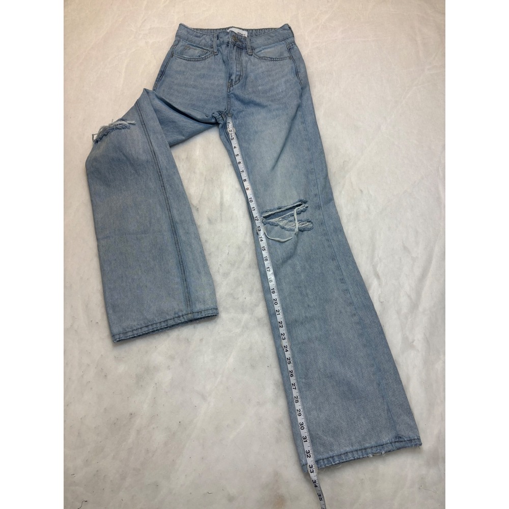 Vervet Los Angeles Womens Light Wash Distressed Wide Leg Jeans V2473 Size 24 - Picture 4 of 14
